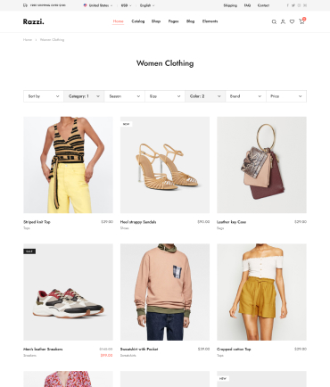 Razzi WooCommerce WordPress Theme Demo 3 Columns