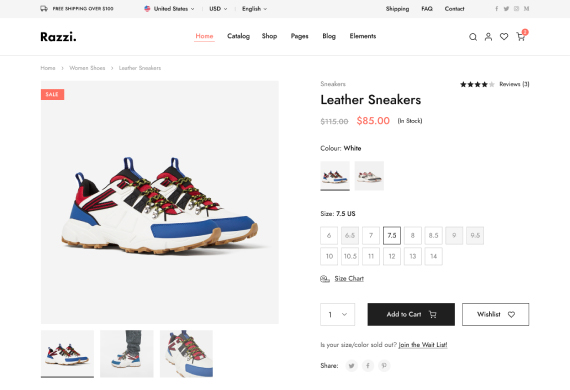 Razzi WooCommerce WordPress Theme Product V1