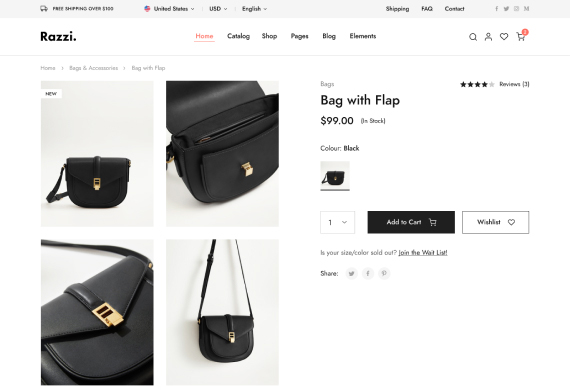 Razzi WooCommerce WordPress Theme Product V1