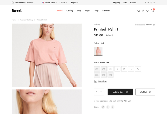 Razzi WooCommerce WordPress Theme Product V1